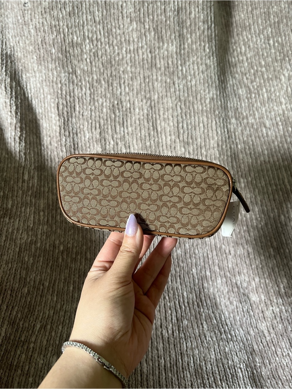 Coach Tan/Brown Signature Zip Sunglasses Case - Picture 4 of 5